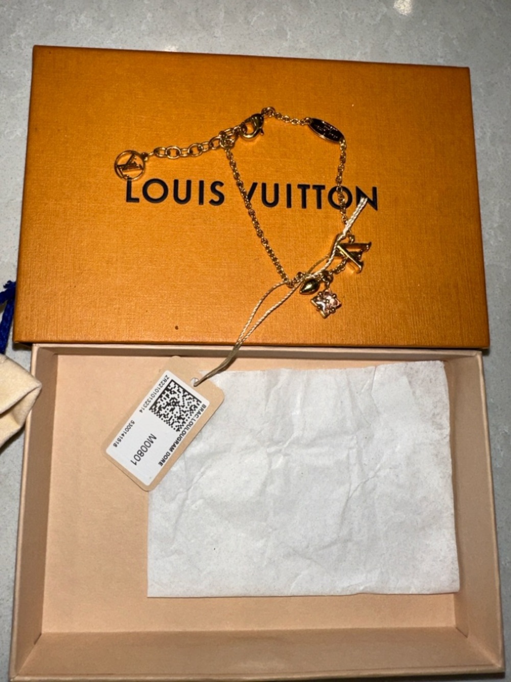 Louis Vuitton Gold and Pink Crystal LV Charm Bracelet - Picture 13 of 14